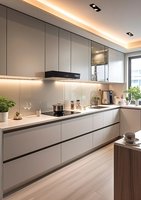 Meuble de cuisine intégré sur mesure minimaliste, mobilier de rangement de cuisine sur mesure pour toute la maison