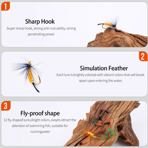 Schwimmende künstliche Fliegen fliegen Angel köder 12 Stück Beutel Metall Jig Haken für Forellen Marlin Arten für das Fluss fischen - Product Image 5