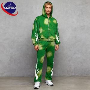 QZFSO, ropa informal personalizada para hombre, Hip Hop de alta calidad, lavado ácido, Sol desteñido, Retro, Vintage, bordado, estampado, pulóver, conjunto gráfico con capucha - Product Image 1