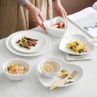 INS coréen perle bord série vaisselle en céramique bols et plats de mariage maison haute beauté Dessert assiettes à gâteaux