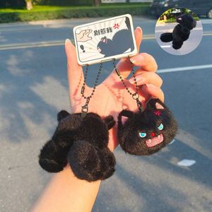 Furry <b>Cat</b> <b>Plush</b> Doll Keychain Cute Black & White Pet Bag Pendant Small Gift for <b>Cat</b> Lovers (Soft Stuffed Animal Charm) - Product Image 5