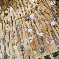 Lustre en cristal de verre moderne de luxe FireLux personnalisé avec télécommande pour mariage, hall d'hôtel, escalier, éclairage LED