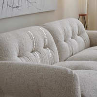 Ensemble de canapés modulaires Zayshine, style nordique moderne, luxe, velours sherpa blanc crème, salon, 3 places, forme en I, hôtel, villa, canapé de détente