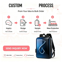 Sac à dos rigide bleu foncé personnalisé en forme de coquille, motif, couleur, sac à dos pour ordinateur portable en EVA taille S/L avec serrure, USB-C OEM/ODM