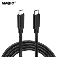 Kabel PD pengisian daya cepat, kabel Data Video Tipe C ke C 4K60HZ 100W 5 A Emark 90 derajat USB C 1m/2m/3m