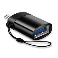 Konverter OTG USB Tipe-c Aloi Aluminium dengan Rantai USB C Male To USB3.0 Female Adapter dengan Lanyard