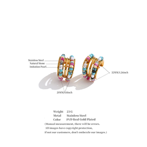 <span class=keywords><strong>Orecchini</strong></span> <span class=keywords><strong>a</strong></span> <span class=keywords><strong>Cerchio</strong></span> JINYOU 5884 Multistrato in Acciaio Inox Placcato Oro con <span class=keywords><strong>Perle</strong></span> e Pietre Naturali Colorate per Donne - Product Image 6