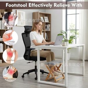 Cross-border wooden footstool, simple wooden <b>adjustable</b> <b>table</b> footstool, double-layer wooden footrest. - Product Image 4