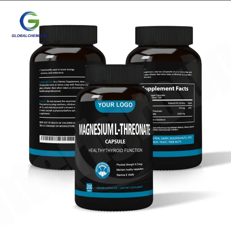 Private Label 99% magnesium l-threonate supplement sleep pills 500mg magnesium l-threonate capsules