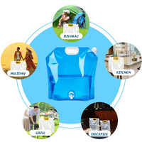 Conteneur d'eau en plastique 5L 10L, emballage grande capacité, poche de stockage transparente avec bec verseur, sac à eau transparent pour le camping