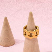 Fenny 18K Gold plattiert wasserdicht Mode Persönlichkeit klobig breite Kette Band Ring Edelstahl Großhandel Schmuck Form Frauen