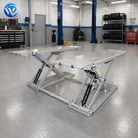 Double Win 3500kg Pont élévateur à ciseaux autoportant à levée intermédiaire, mobile et portable, avec rampe de levage pour voitures