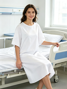 Camice Ospedaliero Monocolore OEM di Fabbrica, Design con Bottoni Posteriori per Uso Medico - Product Image 3