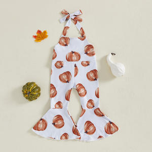 2025 cadılar bayramı kabak hayalet baskı bebek Romper tulum spagetti sapanlar Flare pantolon bebek kız cadılar bayramı çan alt tulumlar - Product Image 2