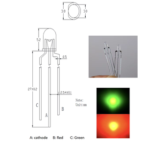 <span class=keywords><strong>LED</strong></span> Bicolor Rojo y Verde de 3 mm con Lente Difusora y Montaje de Orificio Pasante para Medidores Digitales Modelo F3 - Product Image 2