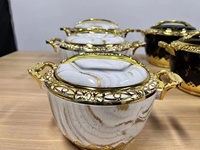 Elegante Juego de Ollas Térmicas Jumbo de 3L, 5L y 7L con Patrón de Mármol, Olla Aislada de Acero Inoxidable, Servidor de Buffet, Éxito en el Mercado Estadounidense