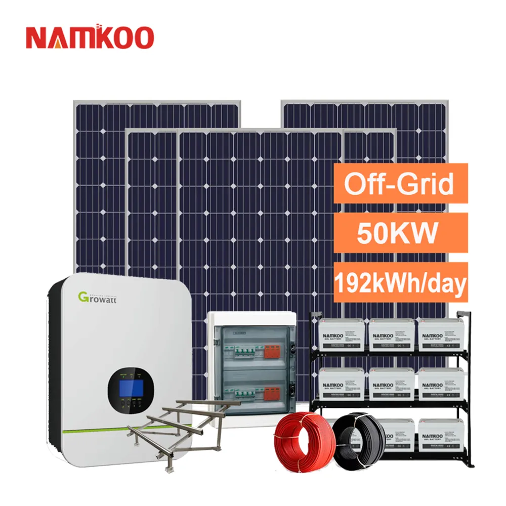 Namkoo सौर पैनलों प्रणाली 100KW 80KW 60KW 50KW 40KW सौर बंद ग्रिड प्रणाली के साथ बैटरी