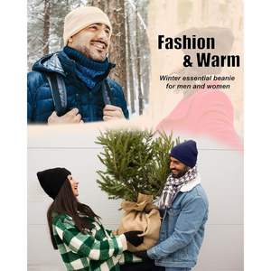 Gorro de lana con forro de satén para mujer y hombre, gorro de esquí cálido para invierno, gorro transpirable de punto con puño, gorro de pescador, talla adulta - Product Image 5