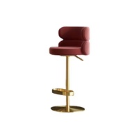Tabouret pivotant réglable en hauteur Yeehon Gold Lift, siège en flanelle, design moderne luxueux, structure en acier inoxydable, accoudoirs fixes, pour bar à domicile