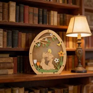 Adorno de Madera Ecológico con Diseño de Conejito en Bicicleta, Impreso en <span class=keywords><strong>3D</strong></span>, para Decoración del Hogar, Pascua - Product Image 4