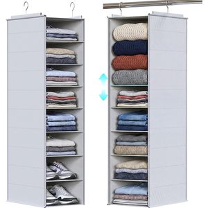 Home Hanging Closet Organizer 8 Tier Adjustable <b>Storage</b> For Bedroom Clothing Non Woven Fabric Hook Type - Product Image 1