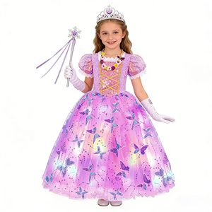 Costumi TV e Cinema, Vestito da Principessa Rapunzel, Costumi per Bambini, Elegante Abito da Principessa per Bambine con Luci - Product Image 2