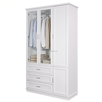 Armoire moderne en bois blanc à 4 portes et 3 tiroirs, grande capacité, gain de place, pour chambre à coucher, salon et hôtel