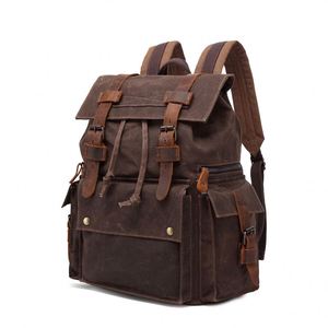 Sac à dos décontracté pour homme personnalisé en nylon ciré, style vintage, avec compartiment pour ordinateur portable, fabriqué en usine BSCI - Product Image 1