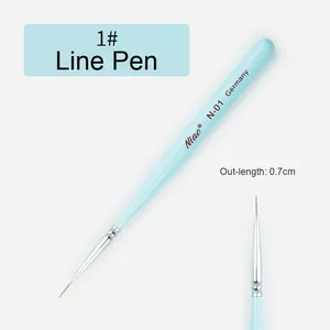 Pinceau à ongles multifonctionnel en nylon à poils plats, manche en plastique, pour nail art, liner, manucure, salon, gel, peinture d'ongles - Product Image 5
