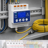 Detector de Fugas de Agua con Pantalla LCD, Controlador RS485 Modbus RTU, Salida de Relé, Sistema de Alarma de Fugas de Agua para Riel DIN