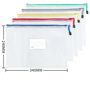 Plastic A4 B5 A5 Size PVC File Folders File Bag School Office Supplies Mesh Document Bag with label pouch