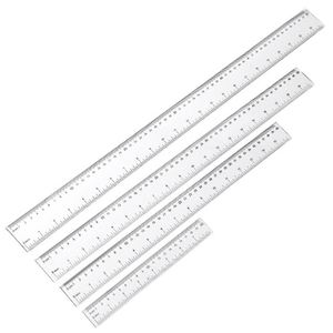 Juego de reglas transparentes para estudiantes al por mayor, 15/20/30 cm, doble escala, material escolar - Product Image 1