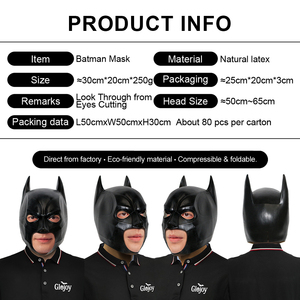 Maschera in Latex Integrale di <span class=keywords><strong>Batman</strong></span>, Spaventosa per Halloween, Horror, Escape Room, Accessorio Demoniaco, Personalizzabile - Product Image 2