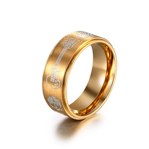 Anillo de guitarra de acero inoxidable para hombre, diseño de árbol de la vida, color negro, azul y dorado, regalo de joyería de moda SA1131 - Product Image 2