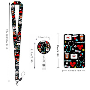 Wholesale round bow retractable epoxy keychain name tag ID card buckle neck <b>lanyard</b> <b>polyester</b> neck rope - Product Image 4