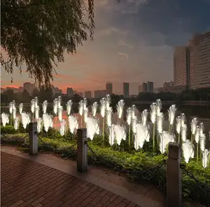빌라 정원 발코니 테라스 안뜰 잔디 분위기 지상 삽입을위한 LED 광원 야외 광섬유 갈대 램프
