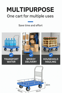 Carrito de mano de barandilla plegable portátil | Carro de plataforma industrial de cuatro ruedas de plástico personalizado OEM - Product Image 4