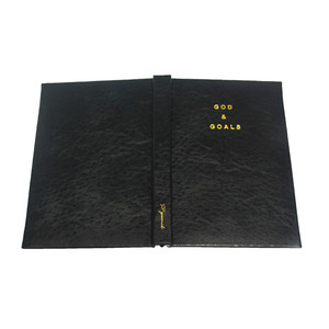 Custom Black PU Leather Cover Journal Planner A5 Notebook <strong>God</strong> and Goal Agenda for <strong>School</strong> Office Personalized Saddle Stitching - Product Image 3