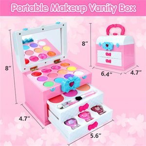 Gioca a trucco per bambine con custodia cosmetica con fiocco rubino Kit trucco per bambini per ragazza - Product Image 6