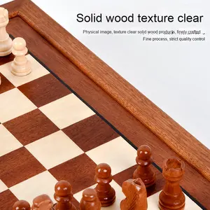 Tabuleiro de Xadrez de Mesa em Madeira Maciça Personalizado de Alta Qualidade Jogo de Tabuleiro Interativo para Pais e Filhos com Gaveta para Presente - Product Image 4