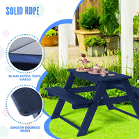 Ensemble table et chaises de pique-nique contemporains pour enfants en plastique HDPE, résistant aux intempéries, écologique, mobilier de salle à manger extérieur pour cour et parc