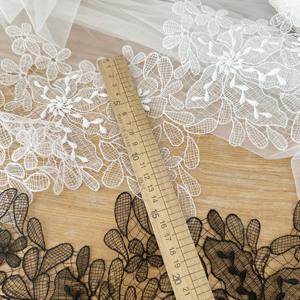 Promotion Exceptionnelle Galon de Dentelle Soluble à l'Eau Brodé, Blanc et Noir, 17 cm de Large, en Soie de Poisson, Tissu pour Vêtements et Accessoires DIY - Product Image 3