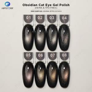 Vernis Gel Effet Œil de Chat Obsidienne Sans HEMA ni TPO, Paillettes Naturelles Effet Œil de Chat Obsidienne, Gel Métallique Argenté sur Base Gel Noire - Product Image 2