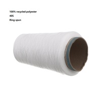 100% Recycled Polyester 30/32/40S Ring Spun Yarn Raw White Customize Count Knitting Weaving Sewing High Tenacity Super Soft
