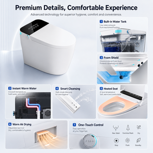 WC intelligent électrique de luxe à poser au sol, entièrement automatique, avec chauffage instantané et bidet intelligent, pour salle de bain de villa - Product Image 3