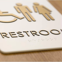 Panneaux de Salle de Bain Personnalisés Unisexe en Acrylique et Acier Inoxydable IP65 Résistants aux Intempéries avec LED Couleurs Personnalisables pour Portes de Toilettes