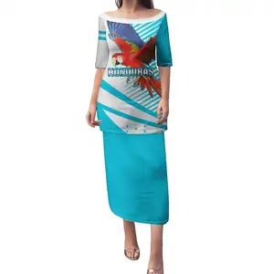 Heiße Honduras Puletasi Wappen mit scharlachrotem Ara Design Elegantes Damen kleid Günstiger Großhandel Mit Fabrik preis rabatt