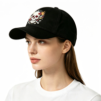 Casquette de baseball souple à 6 panneaux en coton de haute qualité avec logo brodé tête de mort, ajustable, pour homme, style décontracté