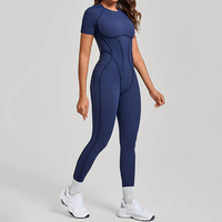 Combinaison moulante sans dos à manches courtes pour l'automne et l'hiver, combinaison de sport respirante à séchage rapide, tenue de yoga