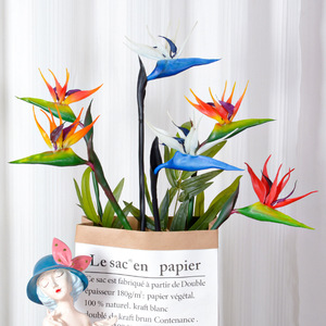 Flores Artificiales de Ave del Paraíso, Tacto Real de Seda, Decoración para Bodas y Hogar, Color Carmesí, Atardecer, Amarillo, Azul - Product Image 2